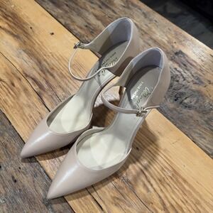BRUNO MAGLI AMALIA PUMP Womens Sz 7.5-8 Beige Leather D'Orsay Ankle Strap